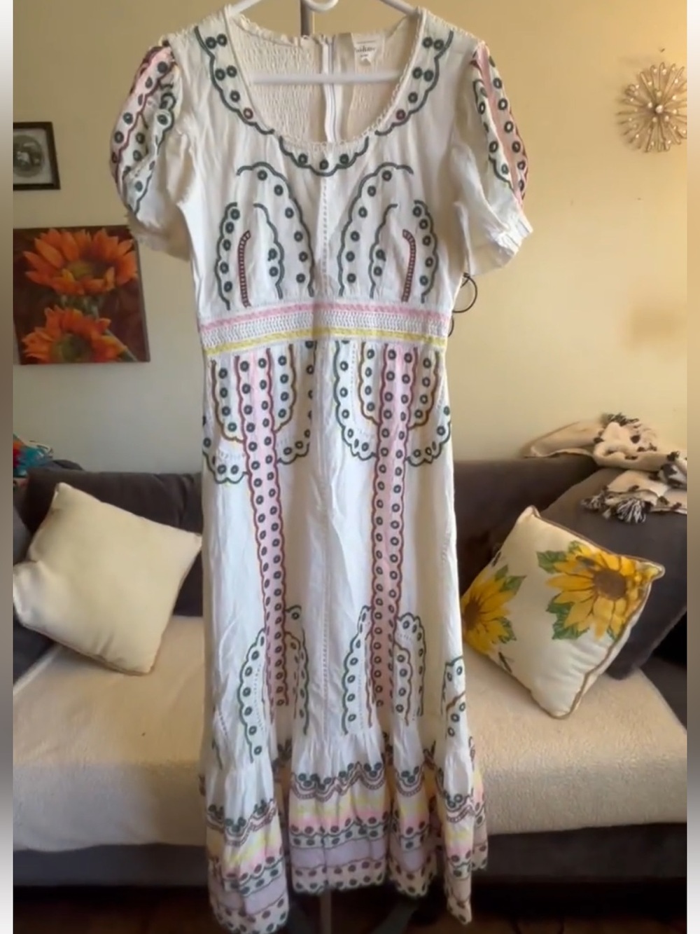 Embroidered Peasant Style Bohme Avalee Maxi Dress Size Small